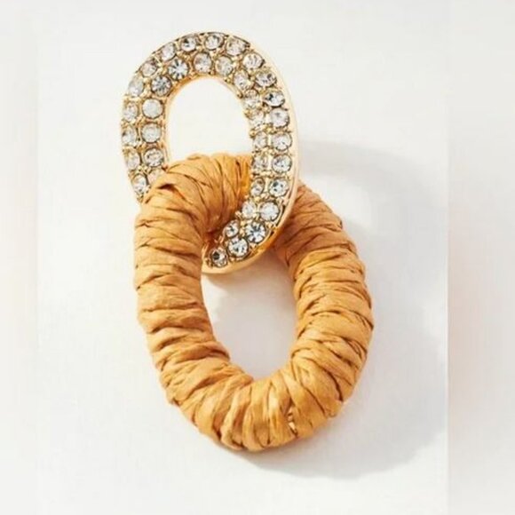 ANTHROPOLOGIE - Threaded Pavé Link Drop Earrings - Picture 2 of 2